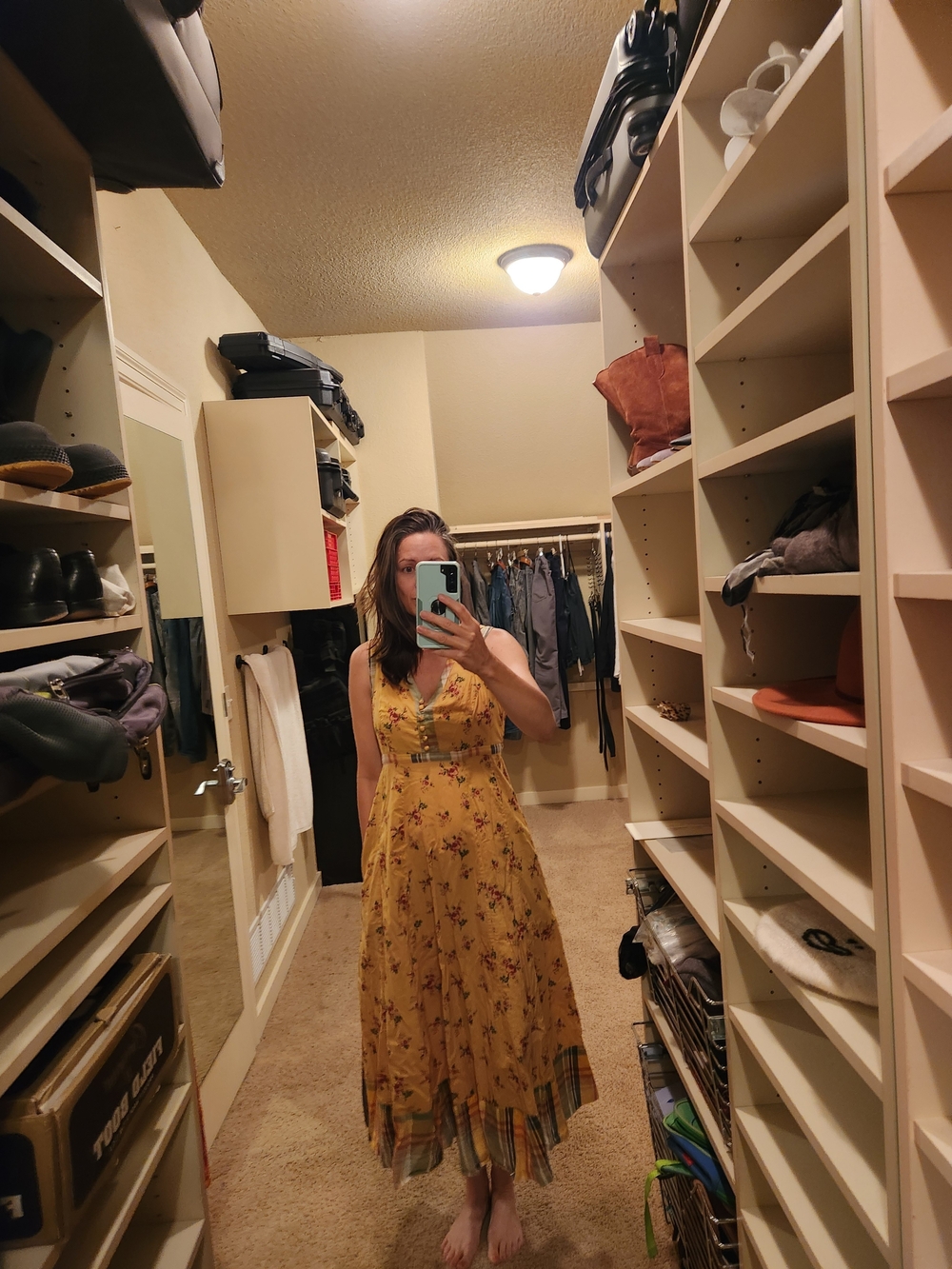 Yellow Floral V-Neck Midi Dress APRIL cornell
